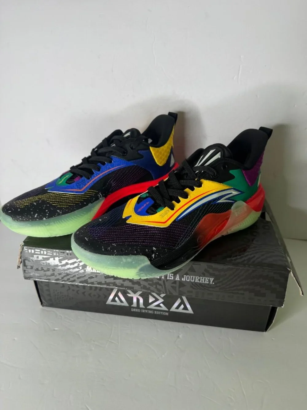 NIB Anta Kai 1 Speed Black Green Sneakers Men's US 10 AEU 44 Colorful